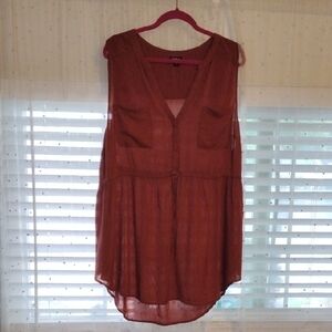 Torrid Women's Burnt Orange High Low Sleeveless Midi Dress, Size: 3